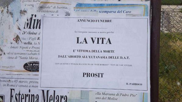Biotestamento, la protesta dei parroci molisani: campane a morto
