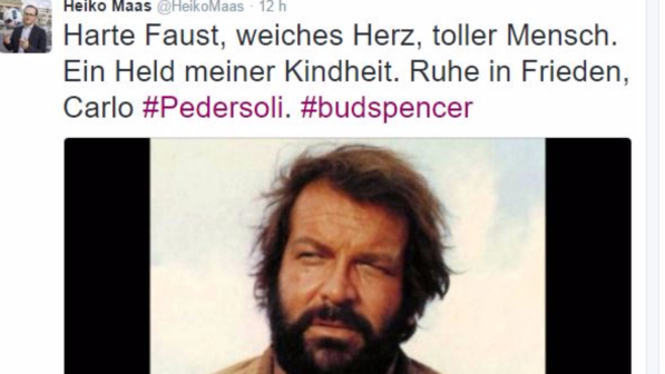 Bud Spencer, la Germania lo piange. Il ministro della giustizia gli dedica un Tweet: "Pugno duro, cuore tenero"