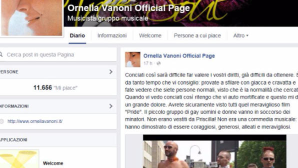 Ornella Vanoni, è polemica con i gay su Facebook