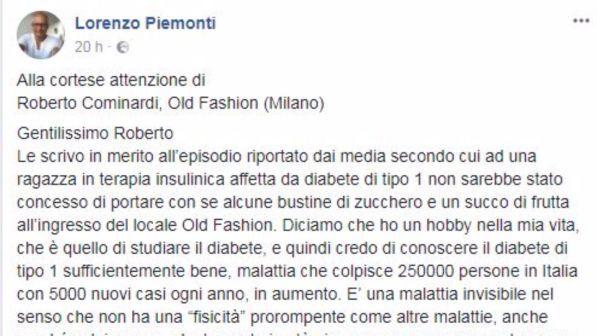 Diabetica respinta dal locale, l’esperto: “Rimedi della nonna? No, lo zucchero è un salvavita riconosciuto a livello mondiale”
