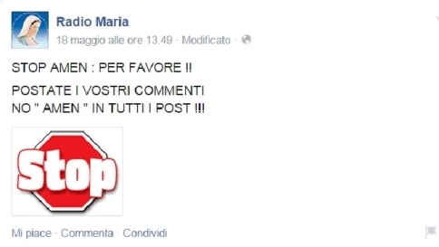 Radio Maria, stop agli "amen" nei commenti su Facebook, ma sulla rete scatta l'ironia