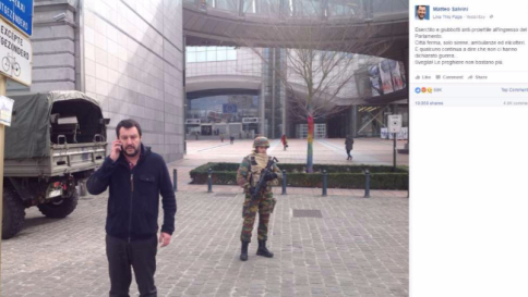 Bruxelles, Salvini replica ai fotomontaggi: "Io sciacallo? Sinistra di malati mentali"