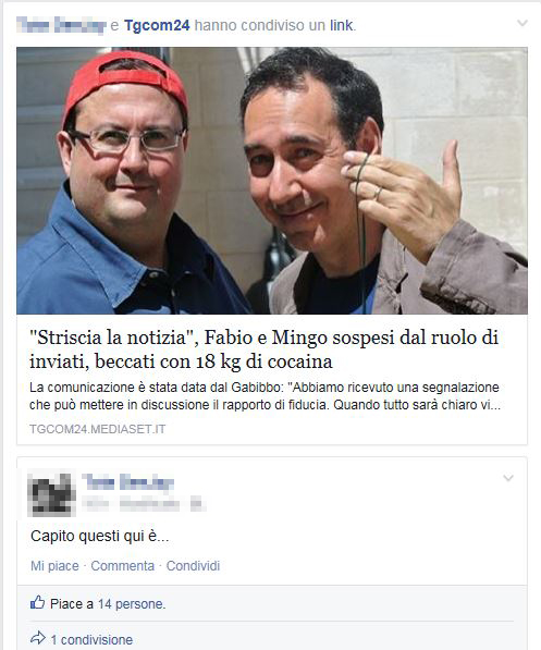 Fabio, Mingo e la falsa notizia attribuita a Tgcom24