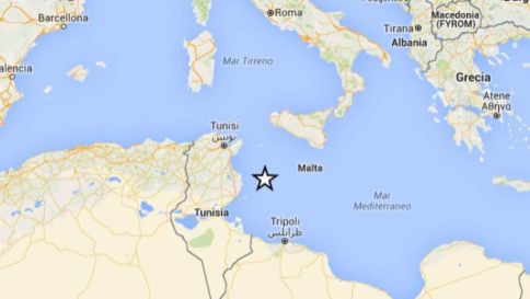 Sisma al largo coste di Lampedusa