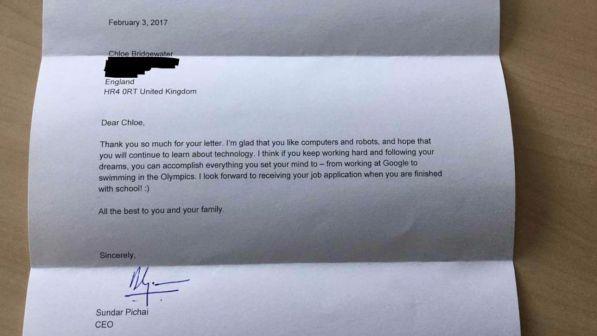 Chloe, 7 anni, manda il curriculum a Google, il Ceo: "Prima finisci la scuola"