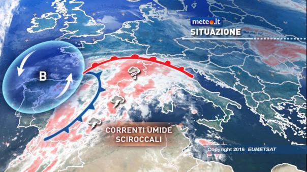 Meteo: piogge al Nord, forte vento al Sud