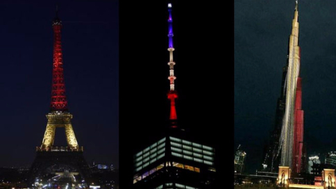 I monumenti si illuminano di nero, giallo e rosso per Bruxelles: ma a New York...