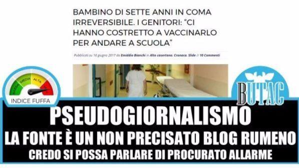 #Bastabufale: la notizia del bimbo in coma irreversibile da vaccino è falsa