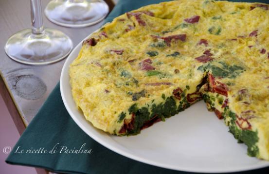Frittata di spinaci e peperoni secchi