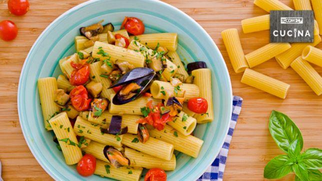 Rigatoni con melanzane e cozze