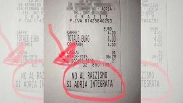 Rovigo: "No al razzismo", un bar lancia lo scontrino per l'integrazione