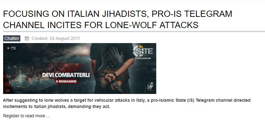 Nuova minaccia Isis all'Italia: lupi solitari attacchino con le auto