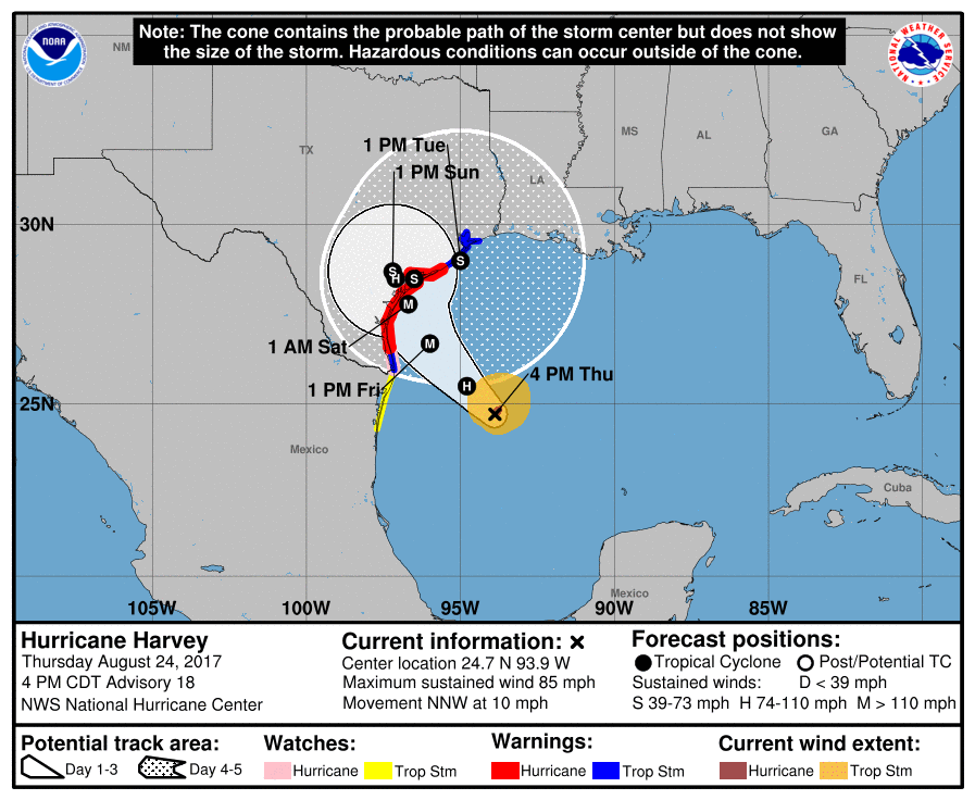 Usa, Harvey diventa uragano e Trump invita i cittadini alla prudenza