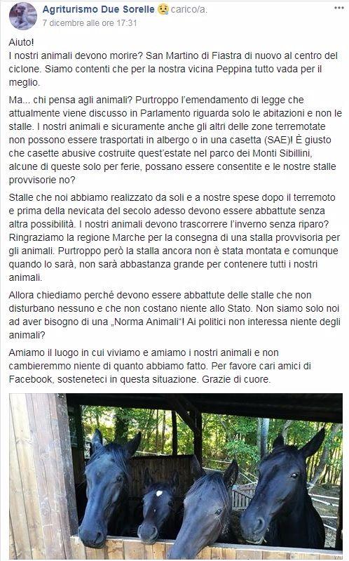 Terremoto, "Aiuto, la norma salva-Peppina non risparmia le nostre stalle": il grido da un agriturismo di Fiastra