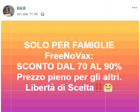 Roma, "Sconti del 70/90% ai FreeNo vax": l'annuncio di un B&B scatena la bufera