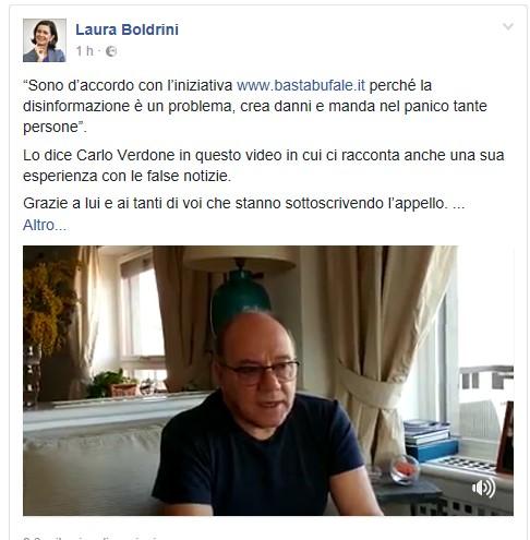 Carlo Verdone dalla parte della Boldrini: basta bufale in Rete, creano panico
