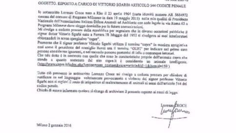 Animalisti denunciano Vittorio Sgarbi: "Offende le capre"