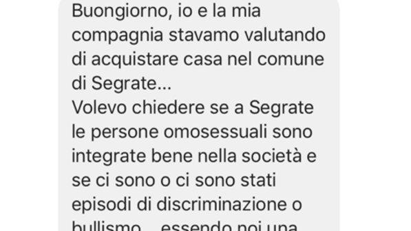 Il messaggio di una coppia al sindaco di Segrate (MI): "Siamo gay, possiamo venire a vivere da voi?”
