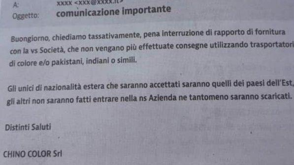 Brescia, azienda invia mail razzista ai fornitori: "Non mandateci corrieri di colore, pakistani o simili"