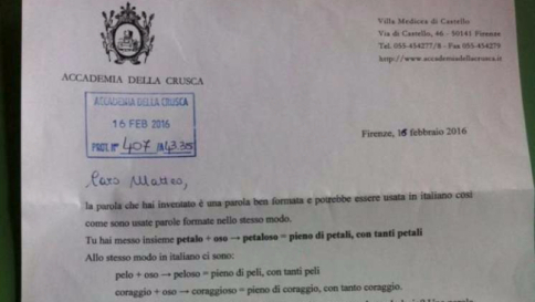 Ferrara, a otto anni inventa la parola "petaloso": la Crusca approva il neologismo