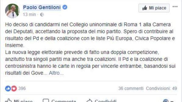 Gentiloni: "Mi candido al Collegio uninominale Roma 1, con noi la Bonino"