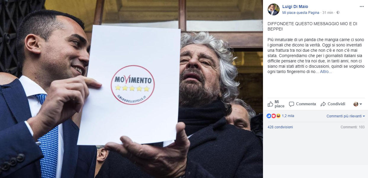 M5s, Grillo-Di Maio: nessuna frattura, convergenze sui temi