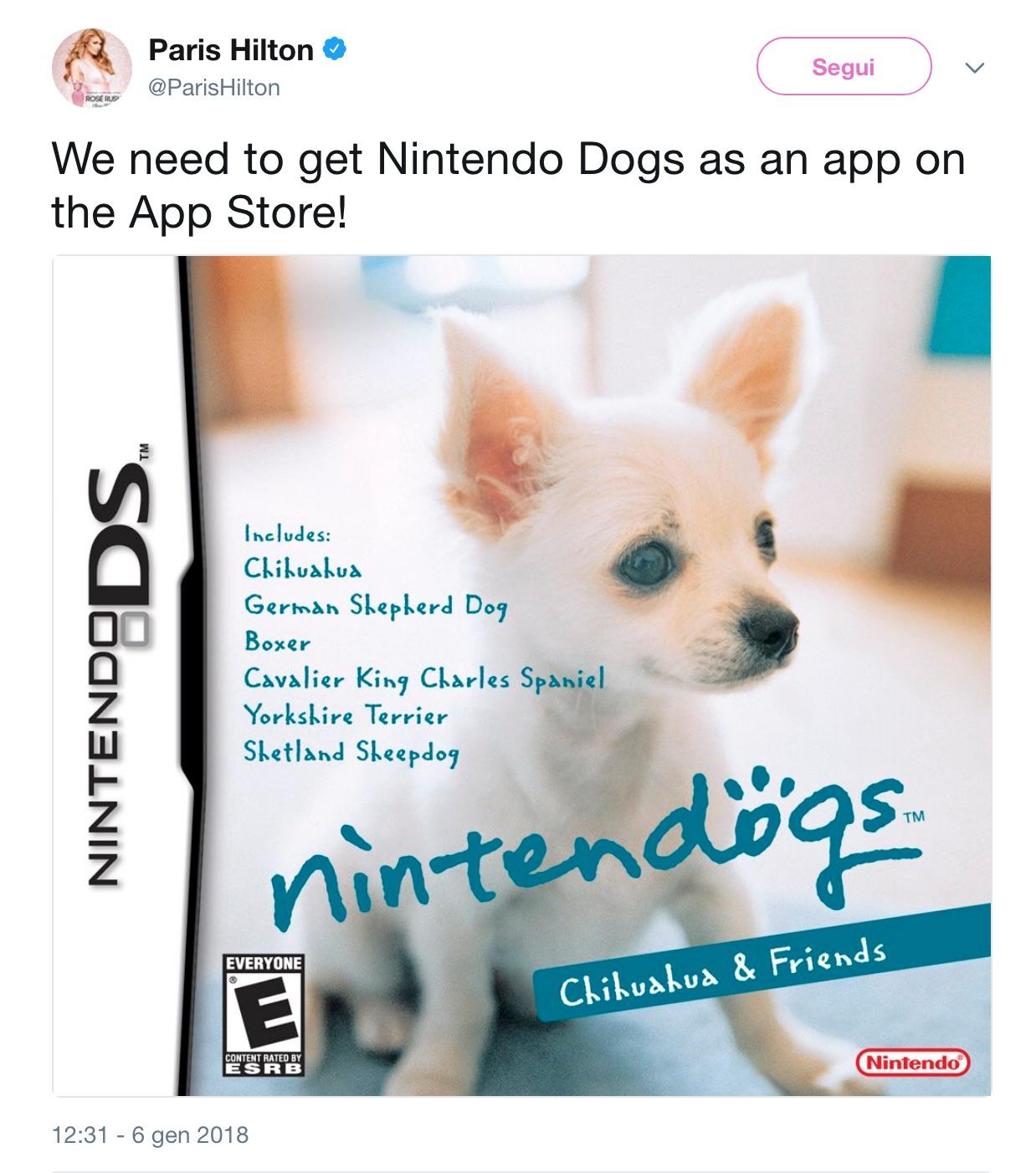 Paris Hilton vorrebbe Nintendogs per iPhone