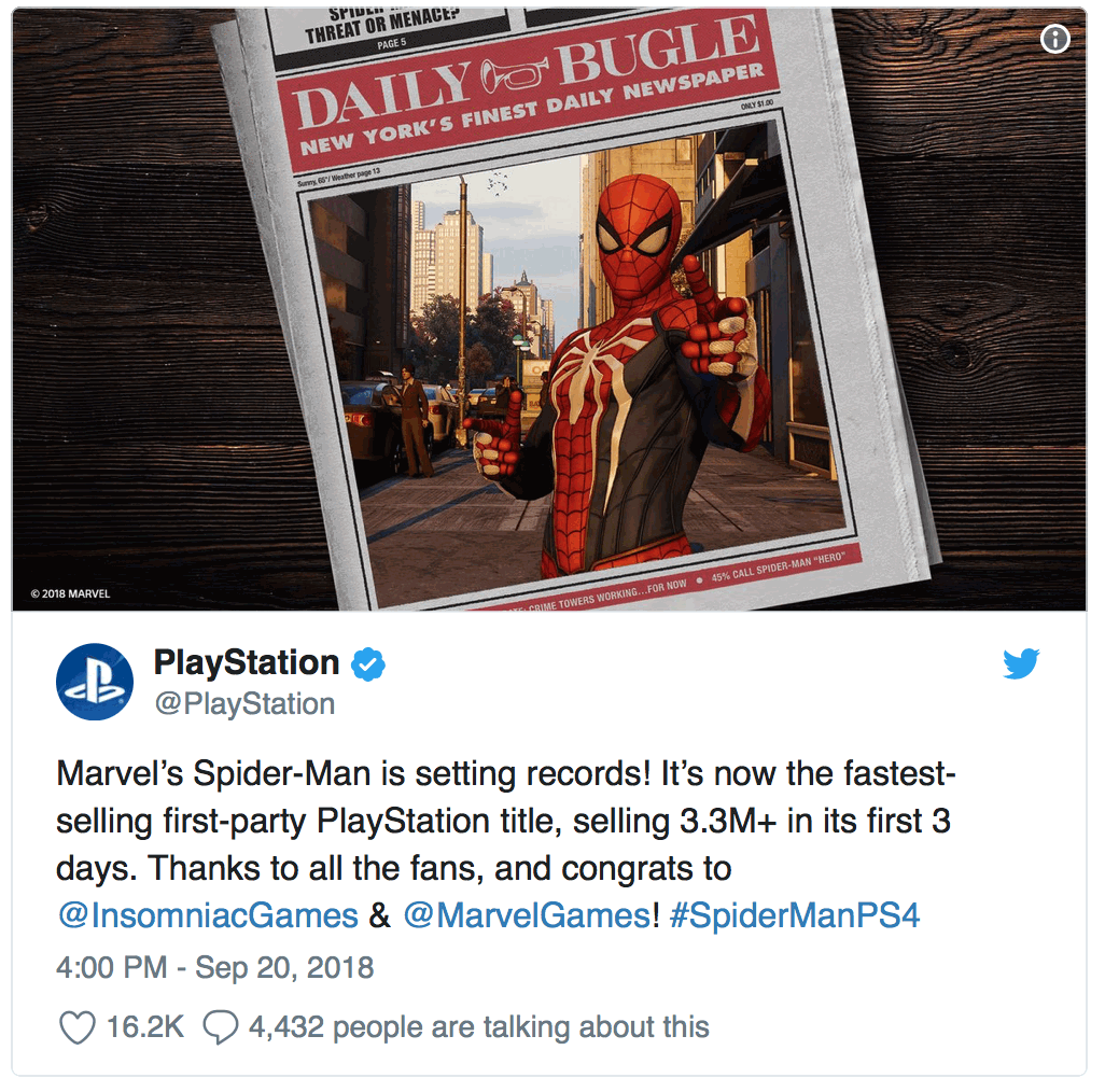 Marvel's Spider-Man è l'esclusiva PlayStation più venduta al lancio