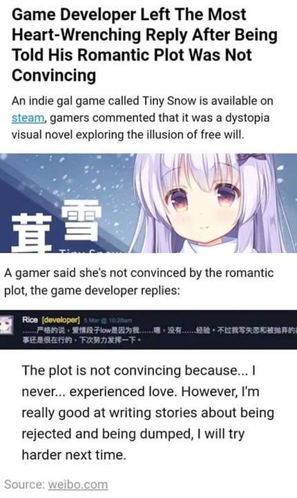 Sviluppatore risponde alle critiche sul suo videogioco: "Non ho mai vissuto una storia d'amore"