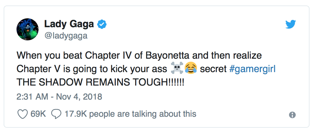 Lady Gaga gioca a Bayonetta e i fan si scatenano