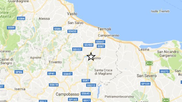 Ingv: terremoto di magnitudo 3.7 tra il Molise e l'Abruzzo