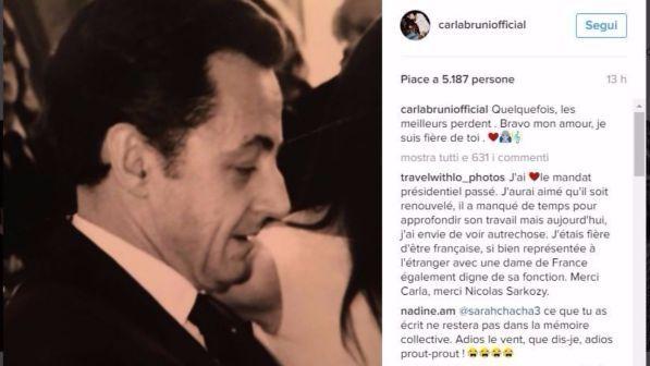 Sconfitta di Sarkozy, Carla Bruni su Instagram: "Anche i migliori perdono, bravo mon amour, sono fiera di te"