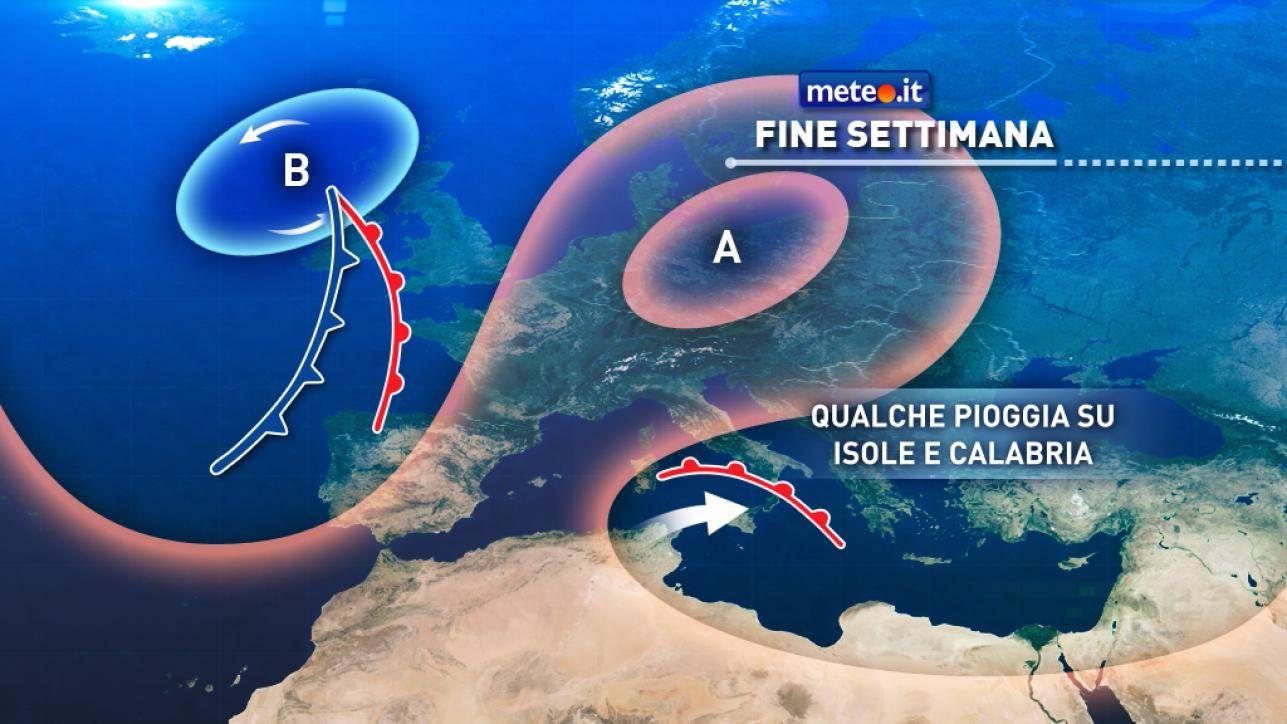 Meteo, alta pressione e pochi piovaschi su Sardegna e Sicilia