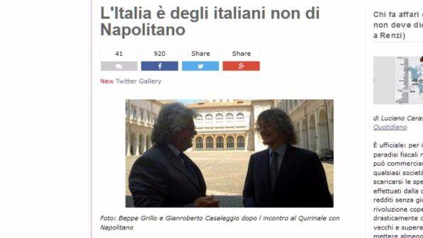 Grillo: Napolitano trascina l'Italia nel baratro, si deve dimettere