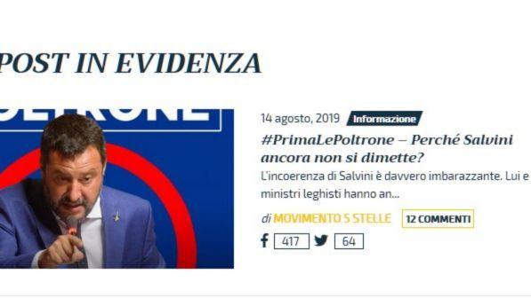 Affondo M5s: "Salvini imbarazzante, resta incollato alla poltrona"