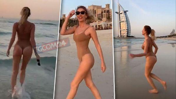 Alessia Marcuzzi scopre il fondoschiena a Dubai