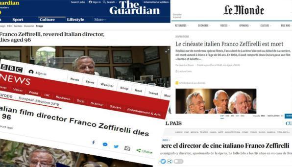 “Zeffirelli, regista leggendario”: l'omaggio dei media internazionali