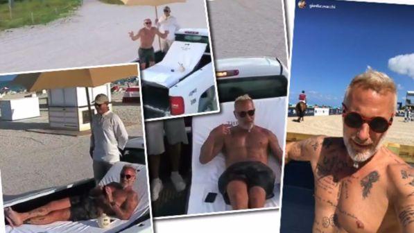 Gianluca Vacchi in spiaggia a Miami, ma nulla è come sembra