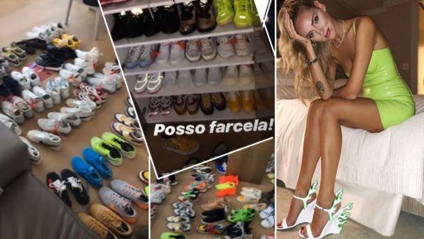Fedez casalingo disperato, decine e decine di scarpe da riordinare