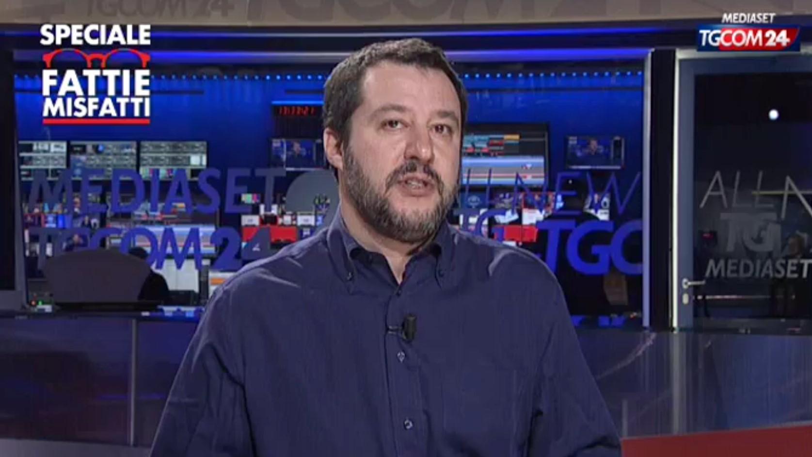 Salvini a Tgcom24:"Gli altri fanno promesse, noi manteniamo impegni" | "Zero clandestini e migliaia di espulsioni subito"