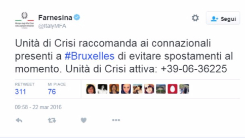 Attacco Bruxelles, Farnesina: "Massima allerta, evitare spostamenti"