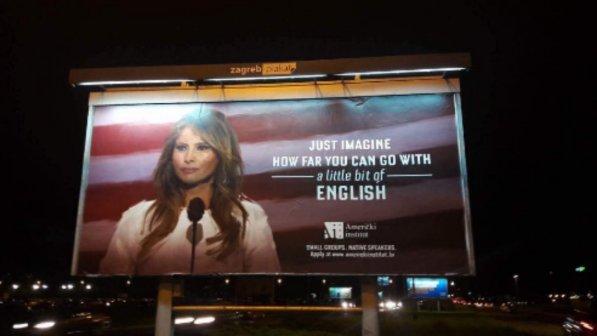 Croazia, la pubblicità: “Quanto lontano puoi arrivare se parli un po’ d’inglese”: e accanto appare… Melania Trump