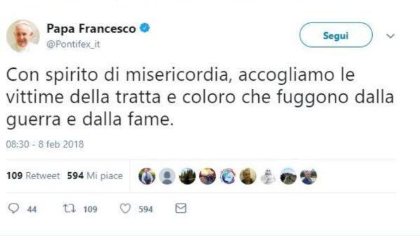Papa Francesco: accogliamo chi fugge dalla guerra e dalla fame