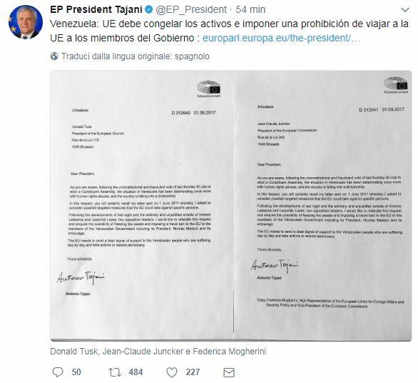 Venezuela, Tajani scuote l'Ue: sanzioni a Maduro e al governo di Caracas