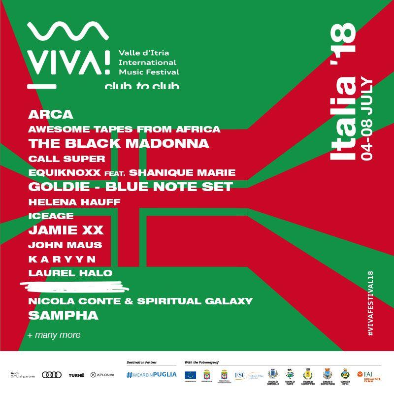 Viva festival, Goldie e Jamie xx nella line-up della seconda edizione