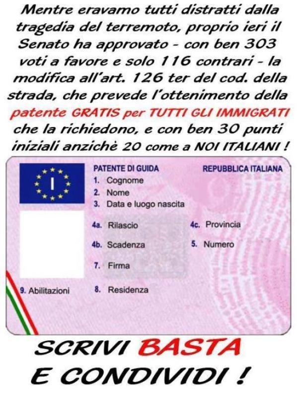 L'ultima bufala che gira sul web: virale la patente gratis agli immigrati