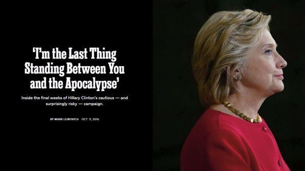Usa 2016, Hillary Clinton: "Io sono l'ultima chance tra voi e l'Apocalisse"