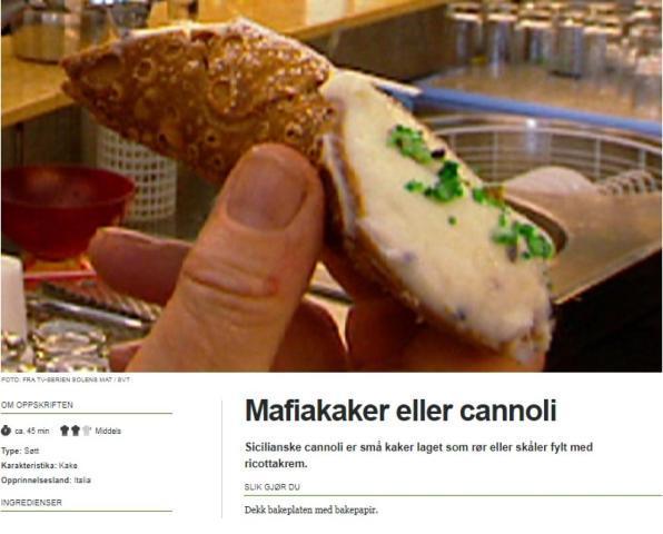 Norvegia, il cannolo siciliano viene ribattezzato "dolce della mafia" dalla Tv di Stato