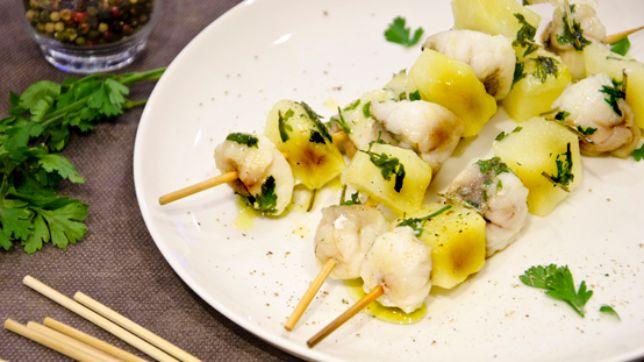 Spiedini di rana pescatrice e patate