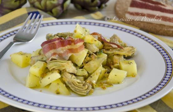 Spadellata di carciofi, patate e guanciale